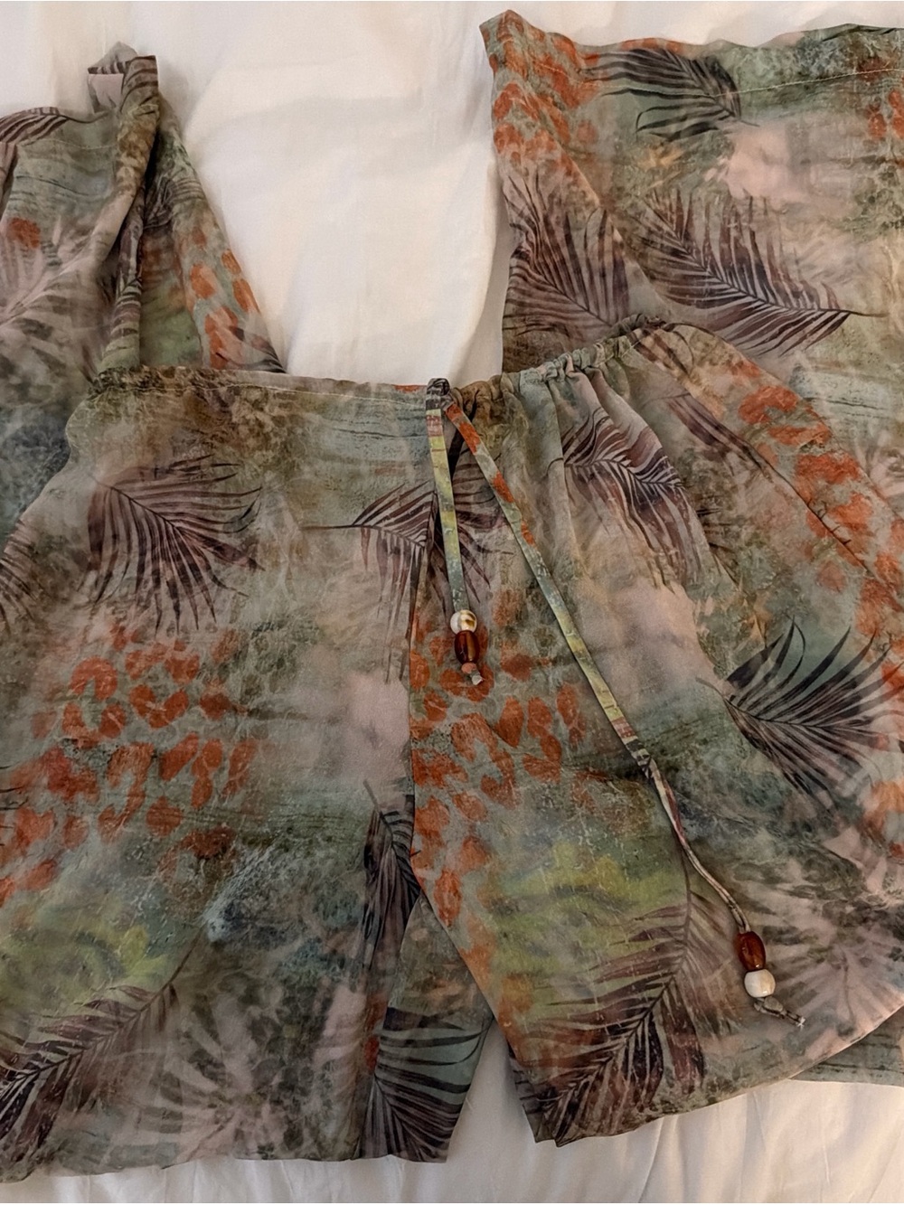 White Fox Boutique Tropical Palm Print Shorts in Green & Orange